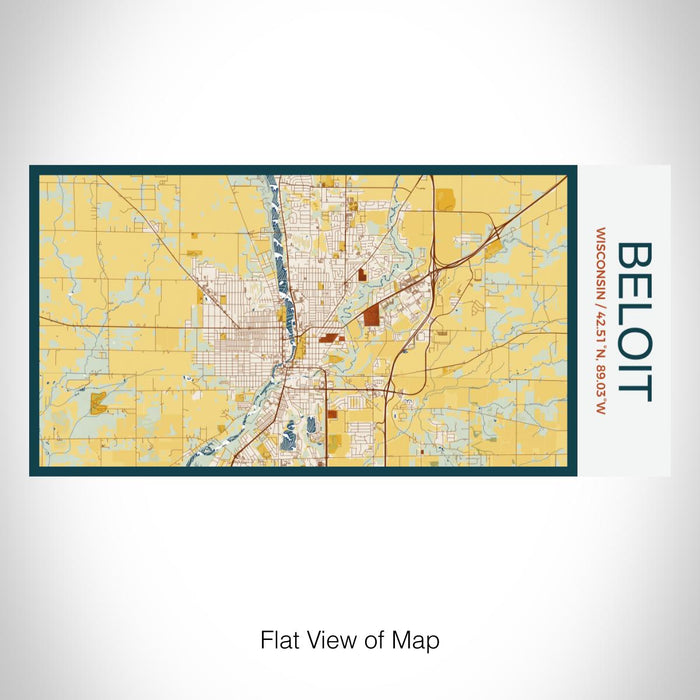 Rendered View of Beloit Wisconsin Map on 17oz Stainless Steel Insulated Bottle with printed woodblock style map