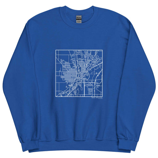 Beloit Wisconsin  Map Unisex Crewneck Sweater with City inscription in Royal Blue
