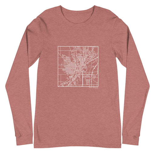 Beloit Wisconsin  Map Unisex Long-Sleeve T-shirt with City inscription in Heather Mauve