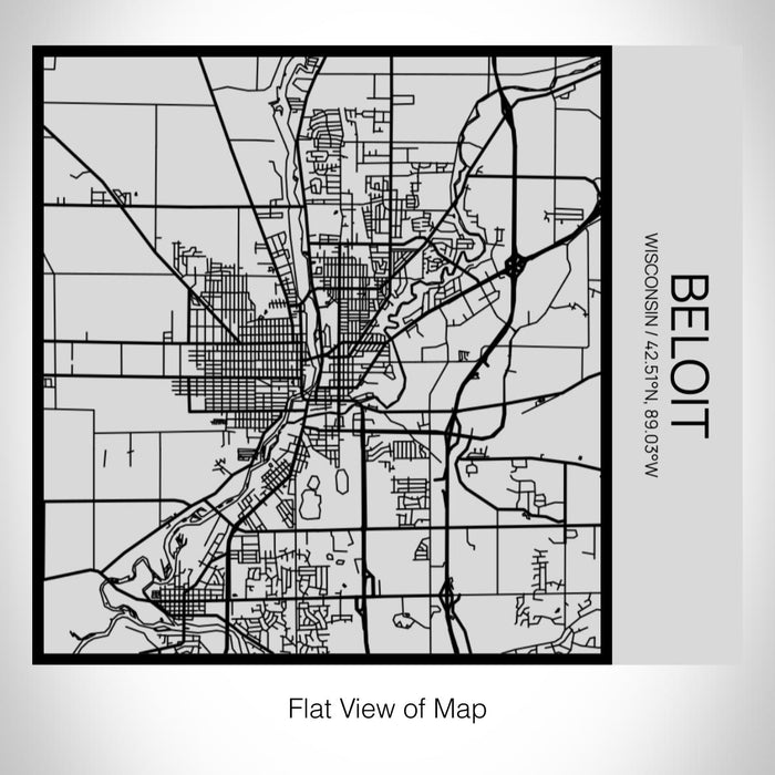 Rendered View of Beloit Wisconsin Map on 17oz Stainless Steel Insulated Tumbler in Tactile Lines with Succulent in Background