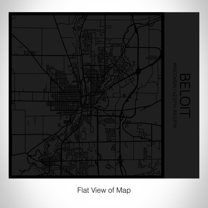 Rendered View of Beloit Wisconsin Map on 17oz Stainless Steel Insulated Tumbler in Matte Black with Tactile Lines