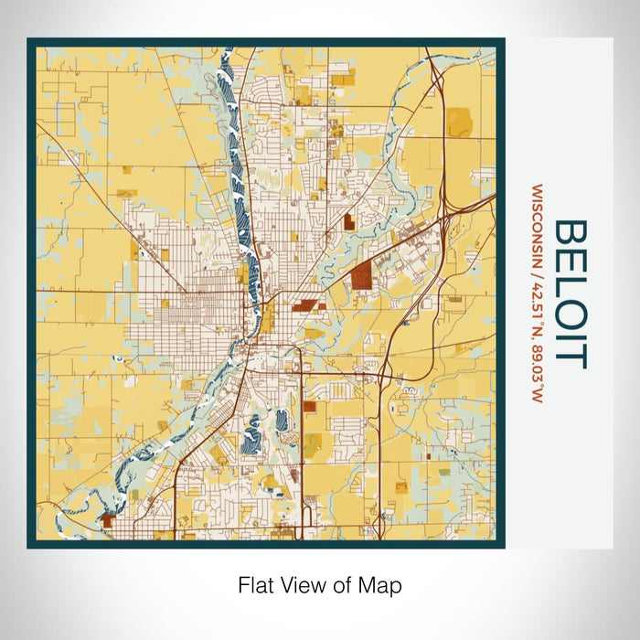 Rendered View of Beloit Wisconsin Map on 17oz Stainless Steel Insulated Tumbler in Woodblock Map Style