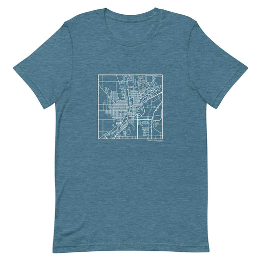 Beloit Wisconsin  Map Unisex T-Shirt with City inscription in Heather Teal