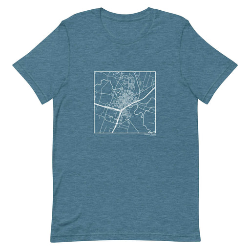 Belton Texas  Map Unisex T-Shirt with City inscription in Heather Teal