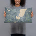 Person holding 20x12 Custom Bemidji Minnesota Map Throw Pillow in Afternoon