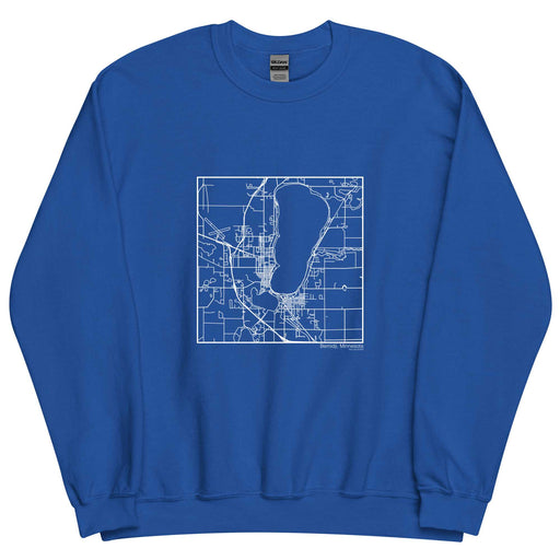 Bemidji Minnesota  Map Unisex Crewneck Sweater with City inscription in Royal Blue