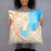 Person holding 18x18 Custom Bemidji Minnesota Map Throw Pillow in Watercolor