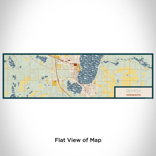 Flat View of Map Custom Bemidji Minnesota Map Enamel Mug in Woodblock