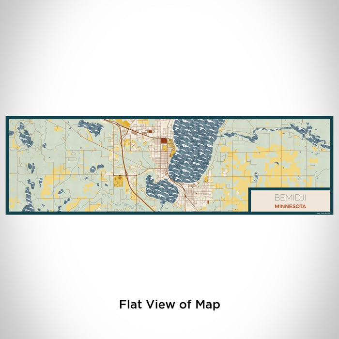 Flat View of Map Custom Bemidji Minnesota Map Enamel Mug in Woodblock