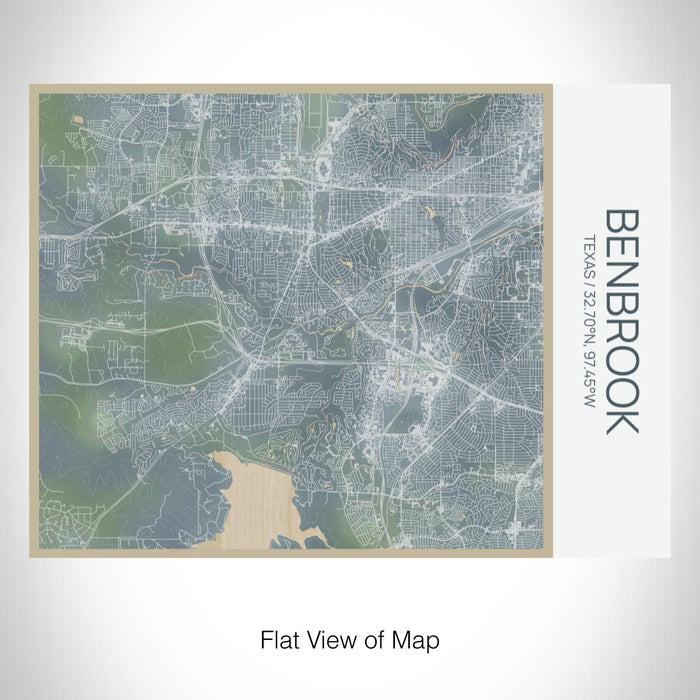 Rendered View of Benbrook Texas Map on 20oz Stainless Steel Insulated Bottle with Bamboo Top with printed afternoon style map