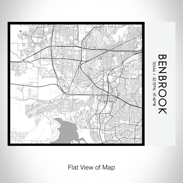 Rendered View of Benbrook Texas Map on 20oz Stainless Steel Insulated Bottle with Bamboo Top with printed classic style map