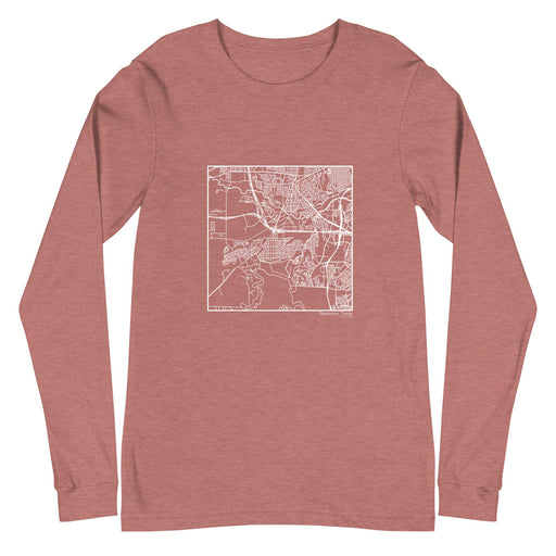 Benbrook Texas  Map Unisex Long-Sleeve T-shirt with City inscription in Heather Mauve