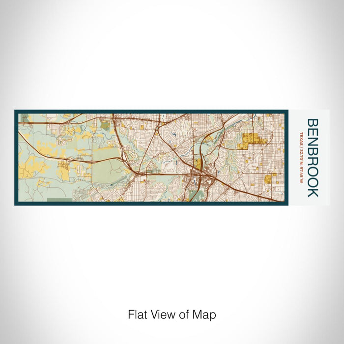 Rendered View of Benbrook Texas Map on 10oz Stainless Steel Insulated Cup in Woodblock with Sliding Lid