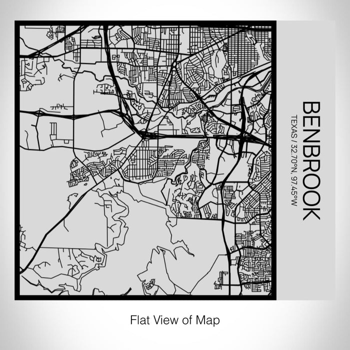 Rendered View of Benbrook Texas Map on 17oz Stainless Steel Insulated Tumbler in Tactile Lines with Succulent in Background