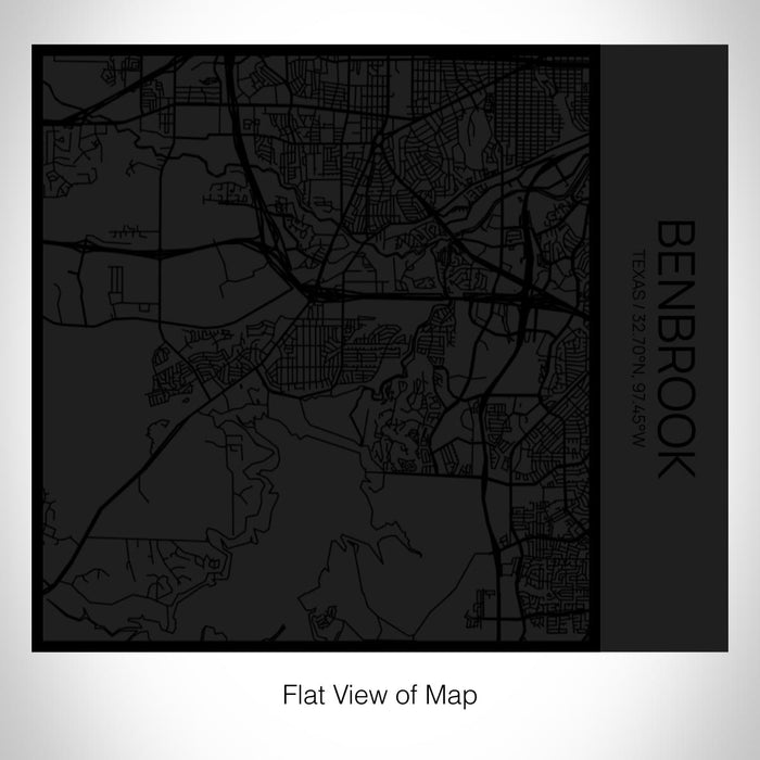 Rendered View of Benbrook Texas Map on 17oz Stainless Steel Insulated Tumbler in Matte Black with Tactile Lines
