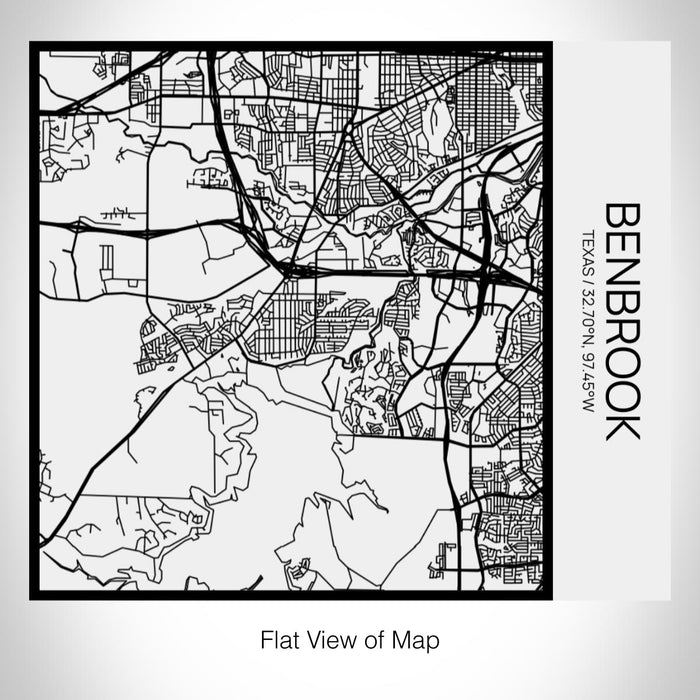 Rendered View of Benbrook Texas Map on 17oz Stainless Steel Insulated Tumbler in Matte White with Tactile Lines