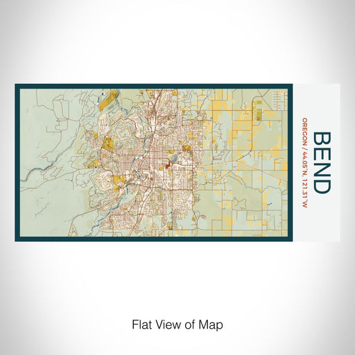 Rendered View of Bend Oregon Map on 17oz Stainless Steel Insulated Bottle with printed woodblock style map