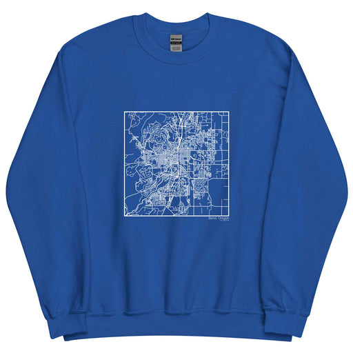 Bend Oregon  Map Unisex Crewneck Sweater with City inscription in Royal Blue