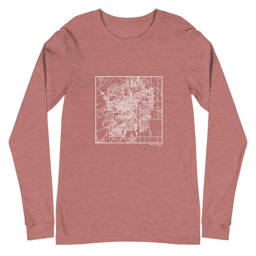 Bend Oregon  Map Unisex Long-Sleeve T-shirt with City inscription in Heather Mauve