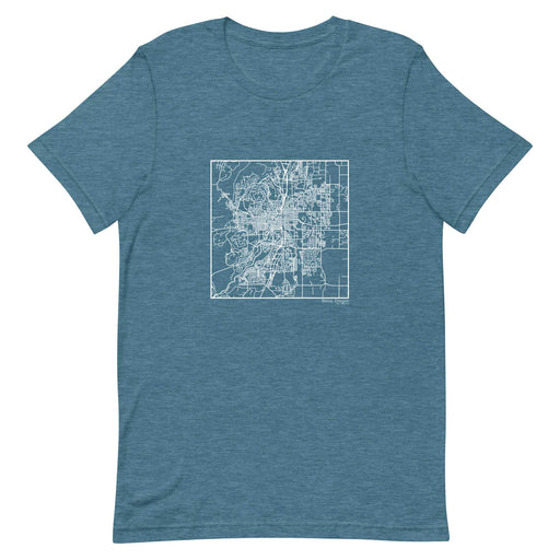 Bend Oregon  Map Unisex T-Shirt with City inscription in Heather Teal