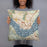 Person holding 18x18 Custom Benicia California Map Throw Pillow in Woodblock