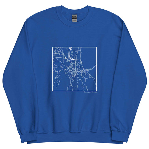 Bennington Vermont  Map Unisex Crewneck Sweater with City inscription in Royal Blue