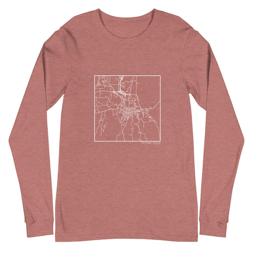 Bennington Vermont  Map Unisex Long-Sleeve T-shirt with City inscription in Heather Mauve