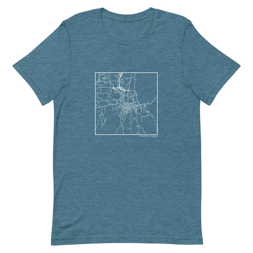 Bennington Vermont  Map Unisex T-Shirt with City inscription in Heather Teal