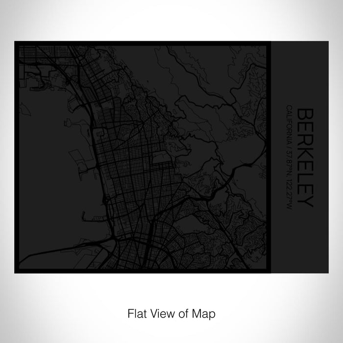 Rendered View of Berkeley California Map on 20oz Stainless Steel Insulated Bottle with Bamboo Top in Matte Black with printed Tactile Lines Map in Black