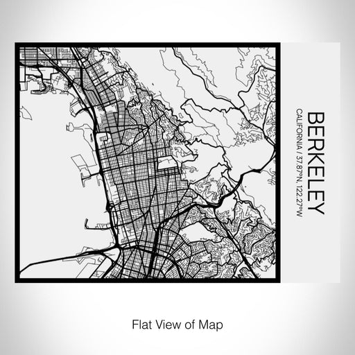 Rendered View of Berkeley California Map on 20oz Stainless Steel Insulated Bottle with Bamboo Top in Matte White with printed Tactile Lines Map in Black