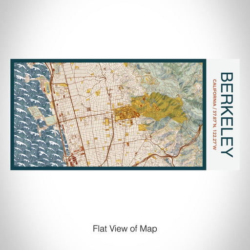 Rendered View of Berkeley California Map on 17oz Stainless Steel Insulated Bottle with printed woodblock style map