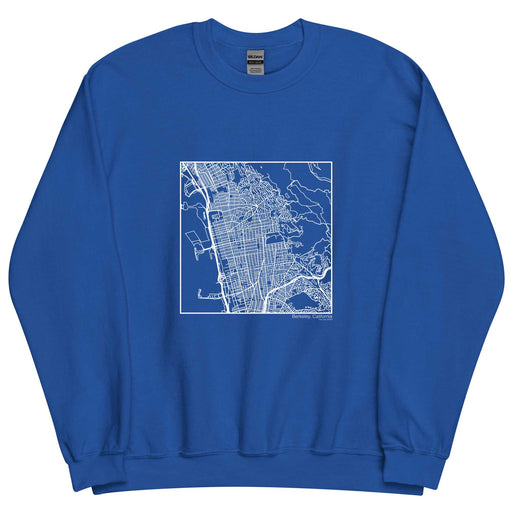 Berkeley California  Map Unisex Crewneck Sweater with City inscription in Royal Blue