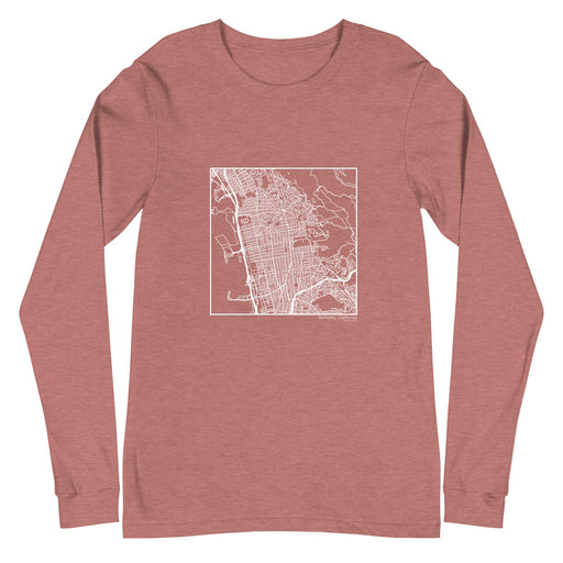Berkeley California  Map Unisex Long-Sleeve T-shirt with City inscription in Heather Mauve