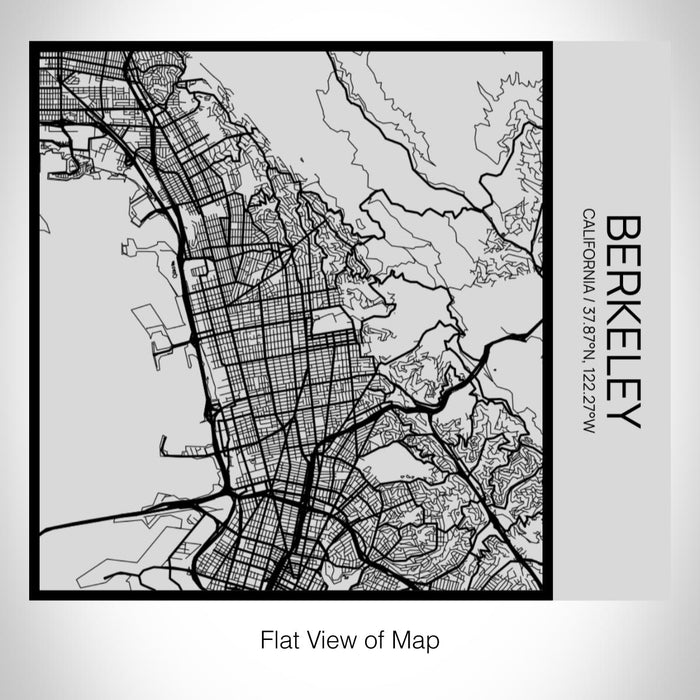 Rendered View of Berkeley California Map on 17oz Stainless Steel Insulated Tumbler in Tactile Lines with Succulent in Background