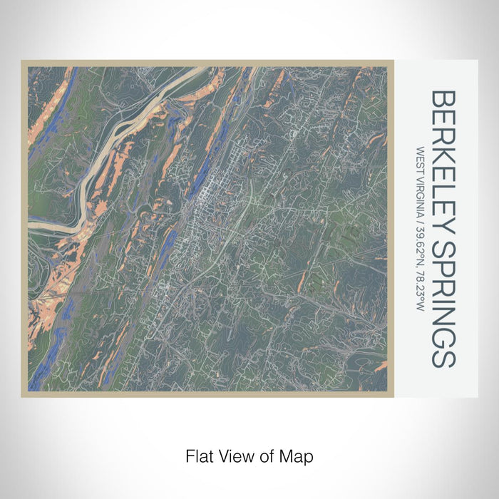 Rendered View of Berkeley Springs West Virginia Map on 20oz Stainless Steel Insulated Bottle with Bamboo Top with printed afternoon style map