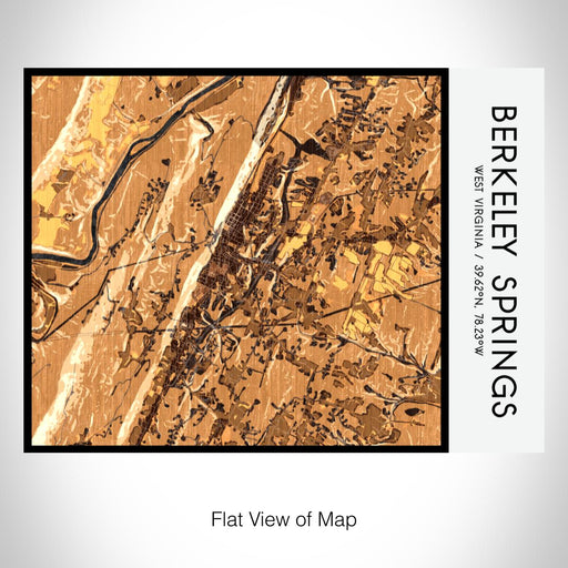 Rendered View of Berkeley Springs West Virginia Map on 20oz Stainless Steel Insulated Bottle with Bamboo Top with printed ember style map