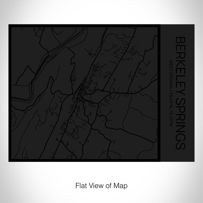 Rendered View of Berkeley Springs West Virginia Map on 20oz Stainless Steel Insulated Bottle with Bamboo Top in Matte Black with printed Tactile Lines Map in Black