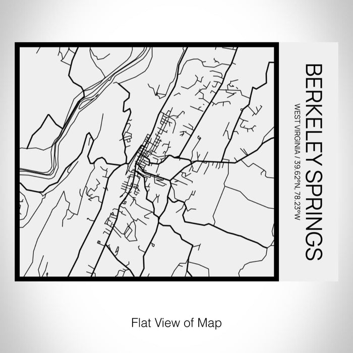 Rendered View of Berkeley Springs West Virginia Map on 20oz Stainless Steel Insulated Bottle with Bamboo Top in Matte White with printed Tactile Lines Map in Black