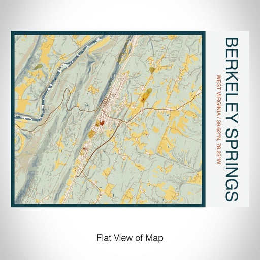 Rendered View of Berkeley Springs West Virginia Map on 20oz Stainless Steel Insulated Bottle with Bamboo Top with printed woodblock style map