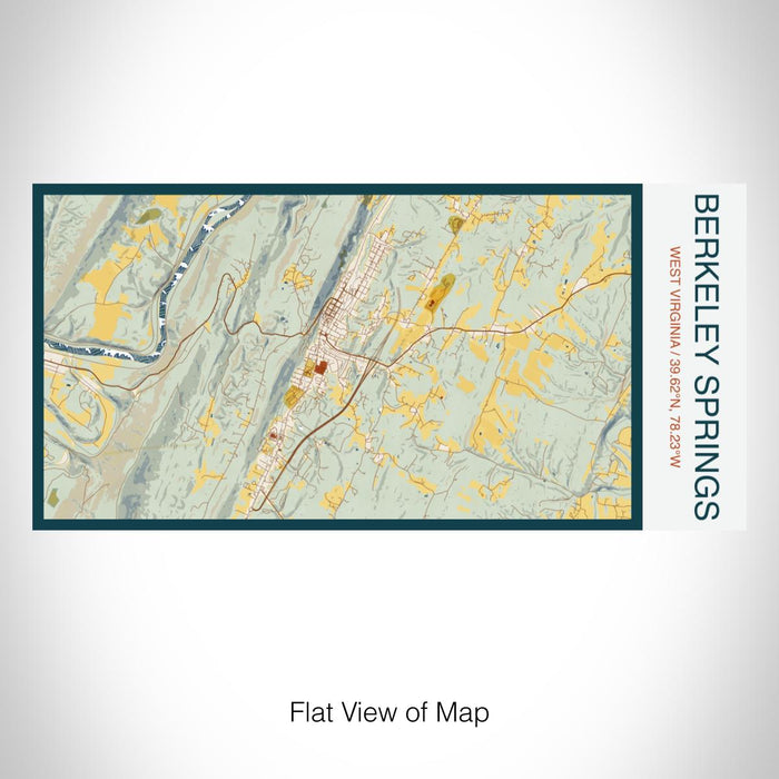 Rendered View of Berkeley Springs West Virginia Map on 17oz Stainless Steel Insulated Bottle with printed woodblock style map
