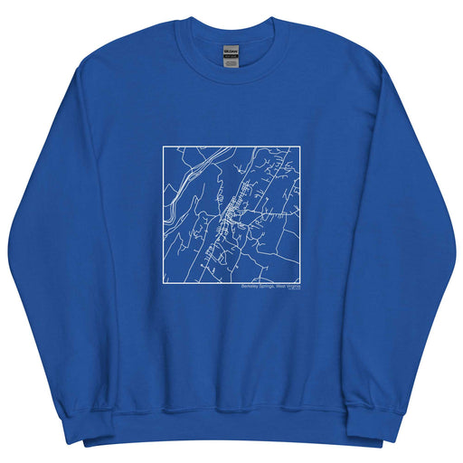Berkeley Springs West Virginia  Map Unisex Crewneck Sweater with City inscription in Royal Blue