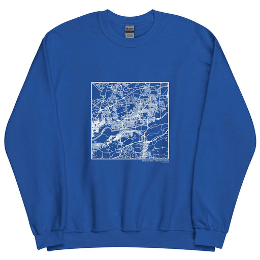 Bethlehem Pennsylvania  Map Unisex Crewneck Sweater with City inscription in Royal Blue