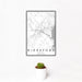 12x18 Biddeford Maine Map Print Portrait Orientation in Classic Style With Small Cactus Plant in White Planter