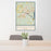 24x36 Biddeford Maine Map Print Portrait Orientation in Woodblock Style Behind 2 Chairs Table and Potted Plant