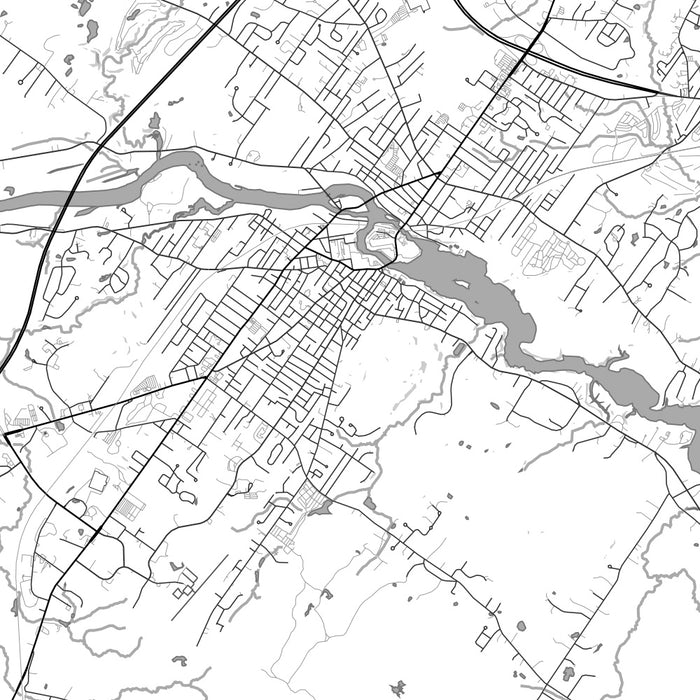 Biddeford Maine Map Print in Classic Style Zoomed In Close Up Showing Details