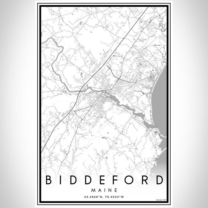 Biddeford Maine Map Print Portrait Orientation in Classic Style With Shaded Background