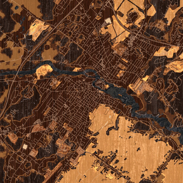 Biddeford Maine Map Print in Ember Style Zoomed In Close Up Showing Details