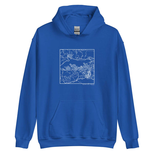 Big Bear Lake California  Map Unisex Hoodie Sweater with City inscription in Royal Blue