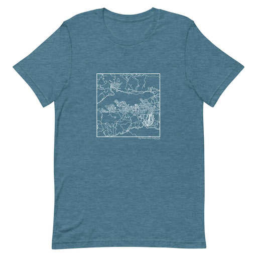 Big Bear Lake California  Map Unisex T-Shirt with City inscription in Heather Teal