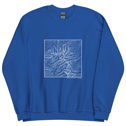 Bighorn Mountains Wyoming Topographic  Map Unisex Crewneck Sweater with City inscription in Royal Blue